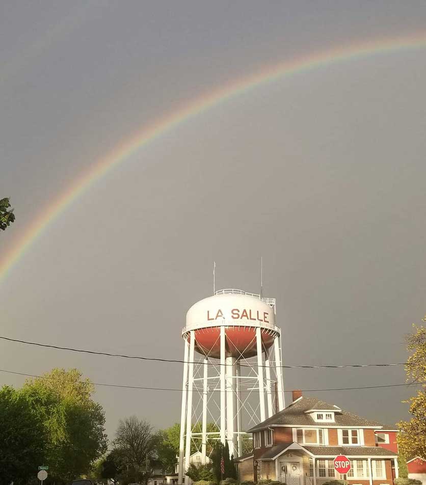 Water Tower with Rainbow